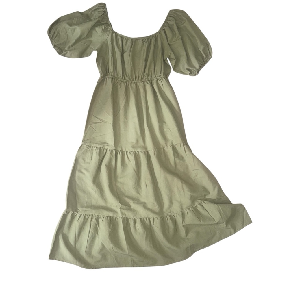 NWT Stylehouse Green Puff Sleeve Dress - Moss Tone Large